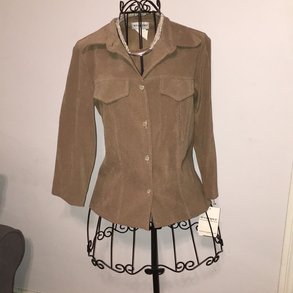 Cute Tan Suede-like Jacket/Bolero